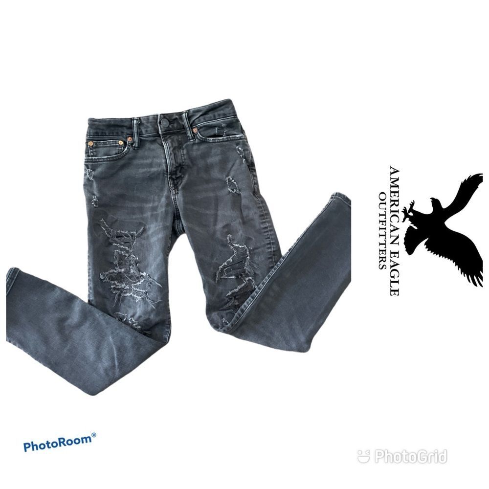 🦅  American Eagle AE Next Level Airflex Ripped Jeans ~ Size 26 x 28 🦅